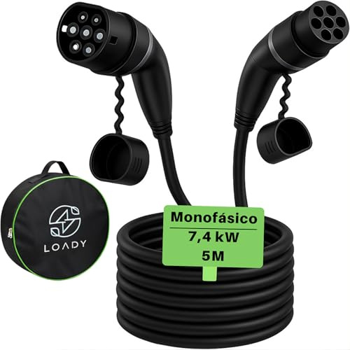 LDY Cable de Carga Tipo 2 7,4KW 5M 32A para Coche Eléctrico Monofásico Cable Tipo 2 a Tipo 2 EV/PHEV
