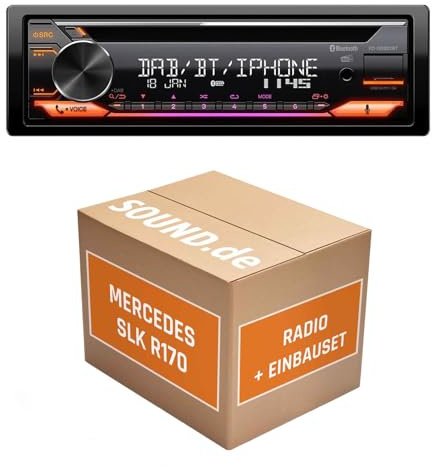 Autoradio Einbaupaket für JVC KD-DB922BT kompatibel mit Mercedes SLK R170, Bose | Bluetooth Telefonieren Audiostreaming