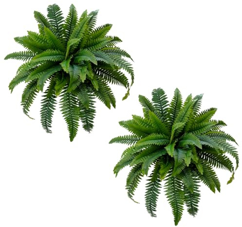 Senjie Fake Ferns 2 Set 55 Branches Artificial Ferns for Outdoors 32in