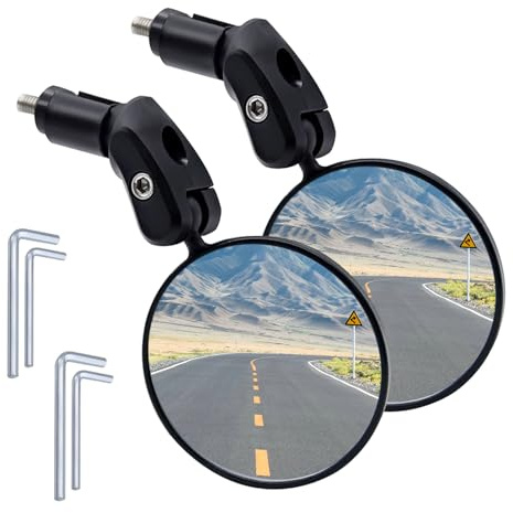 Ruikdly 2 Pcs Bike Mirror, Bicycle Mirror for Handlebars 17.4-22 mm, HD 360° Rotatable Safe Bicycle Rear View Mirror, Shockproof for Mountain Road Bike Scooter Motocycle