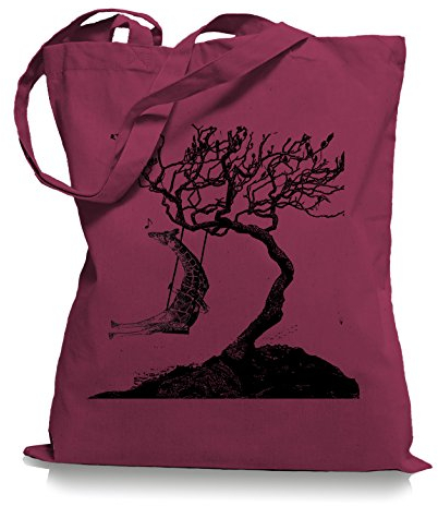 Ma2ca® Rocking Giraffe - Jutebeutel Stoffbeutel Tragetasche/Bag WM101-cranberry