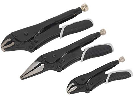 Sealey Ak6863B Locking Pliers Set 3Pc Quick Release Black Series