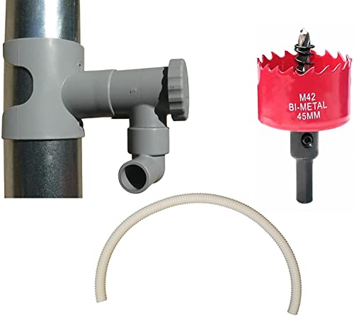 Capt'eau Récupérateur d'eau de Pluie pour conduits Circulaire (Gris) + 60CM Tuyau Gris + Scie Cloche Premium BI Metal