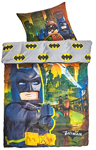 The Batman Movie Original DC Comics Lego Linon Wende-Bettwäsche Garnitur 135x200 80x80 Baumwolle NEU