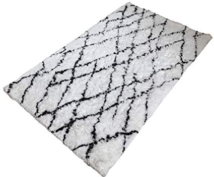 Shaggy Teppich Hochflor Langflor Teppiche Handgetuftet ~ 100% Polyester ~ 3 Größen & 3 Farben (Weiß, 90 x 160 cm)