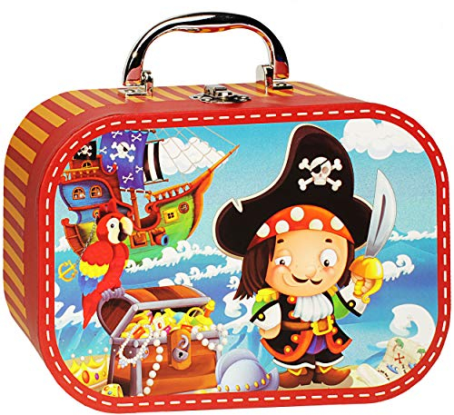 alles-meine.de GmbH Koffer/Kinderkoffer - GROß - Pirat & Piratenschiff - 23 cm - Pappkoffer - Puppenkoffer - Kinder - Pappe Karton - Schatzkoffer Schatztruhe Schatzkiste Pirate..