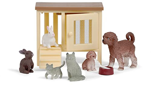 Lundby Haustiere für Puppenhaus - 9-teilig - Puppenhauszubehör - Hund - Katze - Kaninchen - Figure - Tier - Kätzchen - Welpen - Zubehör - ab 4 Jahre - Minipuppen 1:18