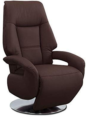 Cavadore Ledersessel Edinburgh / Fernsehsessel mit manuell verstellbarer Relaxfunktion / 74 x 114 x 77 / Echtleder: braun