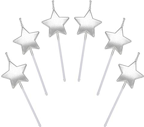 Sternform Geburtstagskerzen,6 Pcs Cake Topper Dekorationen Geburtstagskerzen Metallisch Kuchen Kerzen für Kinder Geburtstag Hochzeit Party,Silber/Gold/Champagner/Roségold