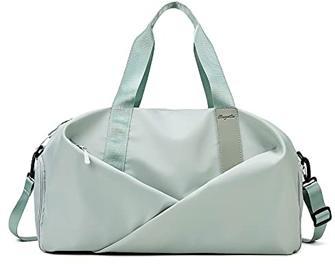 Turnbeutel, Sporttasche, Damen, trocken, nass, getrennt, mit Schuhfach, wasserdicht, große Reisetasche, Schultergurt für Fitnessstudio, Yoga, Schwimmen, Reisen, MintGreen, L