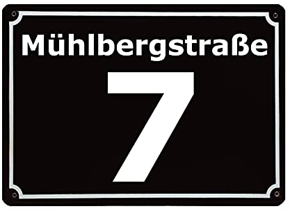 CGFN Personalisierte Schwarze Hausnummer, Hausnummernschild mit Straßennamen, hausnummernschilder edelstahl - Anpassbare Hausnummer mit Straßenname - 20x15 cm, für Zaun, Gartentor, Tür (Schwarz)