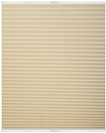 Lichtblick Plissee Klemmfix, ohne Bohren, verspannt, lichtdurchlässig, Blickdicht, Uni, mit eleganter Crushed Optik Creme,55 cm x 130 cm (B x L)