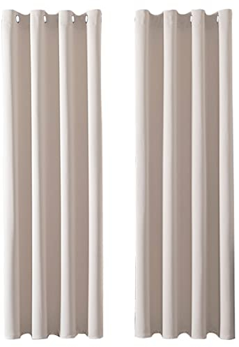 MRTREES Vorhang Blickdicht Gardinen Thermovorhang mit Ösen Verdunklungsvorhang Ösenschal Vorhänge Modern 300×140cm(H×B) Beige Creme 2er Set für Wohnzimmer Schlafzimmer Kinderzimmer