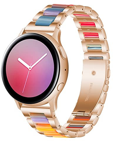 Gheper Bracelet de Montre en Acier Inoxydable et Résine Compatible Avec Samsung Galaxy Watch 7 FE 6 5 4 44mm 40mm/Active 2/Active1 40mm/42mm/3 41mm - Bracelet de Rechange en Métal 20mm