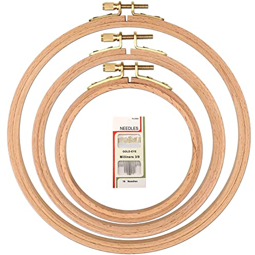 MUFEKUM 3 Stück 3 Größen Buchenholz Stickrahmen Kreuzstich Hoop Holz Kreis für Stickerei, Kreuzstich, Nadelarbeiten, Kunsthandwerk Nähen und Aufhängen, 15.2 cm, 3 cm. )