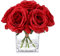 rubystory Rote Rosen Seidenblumen in Vase mit künstlichem Wasser, künstliche Rose mit Vase für Heimdekoration im Innenbereich, Hochzeitstisch (rot)