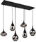 LED Balken Pendelleuchte 6 flammig Glas Chrom verspiegelt in Rauchglas Optik