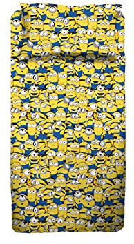 hermet Minions, Bettwäsche-Set für Einzelbett, Einzelbett, Bettlaken, Spannbettlaken, Kissenbezug, 100% Baumwolle, offizielles Produkt