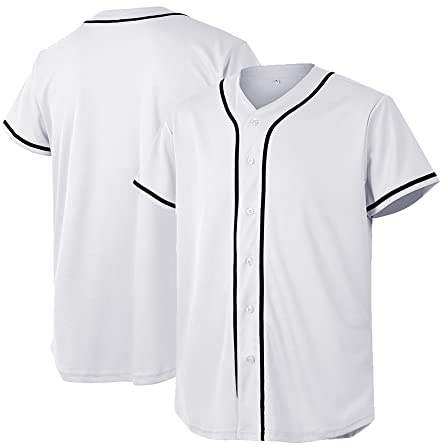 Atonmore Baseballtrikot für Herren und Damen, blanko, einfarbig, Knopfleiste, Hip-Hop-Sport