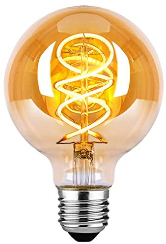 HUSTUNG Edison Vintage Glühbirne E27, E27 LED Vintage Dimmbar 4W G80 Glühbirne E27 LED Warmweiss 2700K,LED Glühbirne E27 Vintage Ideal für Nostalgie und Retro Beleuchtung - Bernstein Glas - 1 Stück