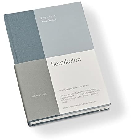 Semikolon 368682 The Life in Your Years, 5-Jahres Tagebuch A5 Format, Diary mit Buchleineneinband, Deutsch - Sea Salt