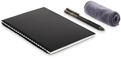 noTrash2003 Wiederverwendbares DIN A5 Notizbuch Notebook mit Löschbarem Stift, Nachhaltiger und Umweltfreundlicher Spiralblock mit Stift und Mikrofasertuch - Papier immer wieder verwenden