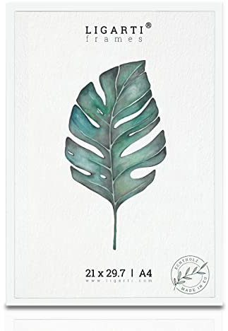 Ligarti® Bilderrahmen Weiß (Made in EU) I Rahmen aus Echtholz in A4 21x29,7 I Holzbilderrahmen, Holzrahmen I Picture Frame(A4, weiß)