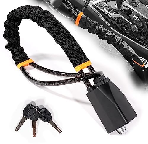 Steering Wheel Lock - Double Anti-Theft Device With 3 Keys, Easy to Lock or Unlock, Universal Fit for Car, Van, Trucks, SUV (Black)