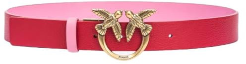Pinko Love Berry H3 Belt Pelle BOTTALATA+Vit.Seta Cintura, RN6Q_Mult.Rosso/Rosa-Antique Gold, L Donna