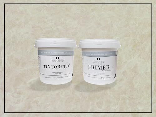 Impera Italia Tintoretto - Matt, Venetian Plaster Effect, Wall Paint Bundle. Includes 2kg of Paint and 1L of Primer - Covers 6-8SQM - In Colour SESIA.