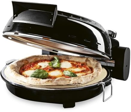 GOURMETmaxx Elektrischer Pizza-Ofen | Bis zu 420°C - Mit Pizzastein, Temperatureinstellung & 30min. Timer | Der Minibackofen ist ideal zum Backen von Pizza, knusprigen Brot und mehr | 1800W [⌀ 30 cm]