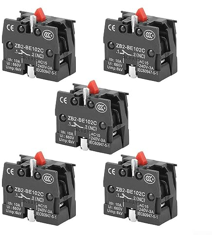 Druckknopf-Joystick-Schalter, 5 Stück 10 A 600 V ZB2-BE101C/BE102C NO NC Druckknopf-Joystick-Schalter Drucktastenschalter-ZB2-BE102C