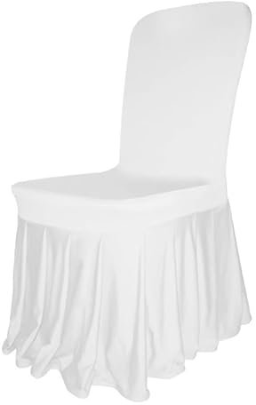 Trimming Shop Stuhlhussen für Hochzeit, 50 Stück, Weiß, Polyester, Spandex, Stretch, abnehmbar, waschbar, Schonbezüge für Hochzeit, Bankett, Feier, Esszimmer, Party