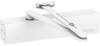 Geze Türschließer TS 2000 NV BC weiß mit Feststellgestänge und Montageplatte für einflügelige Türen bis 1100 mm, Schließkraft stufenlos und Endschlag über Ventil einstellbar- 22,6x5,1x6cm