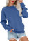 VIGVAN Damen Sweatshirt Pullover Elegant Basic Langarmshirt Rundhals Baumwolle Pulli Herbst Winter Casual Oberteile Langarm Tops (Blau, M)