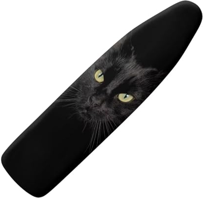 KUIFORTI Black Cat Ironing Board Cover and Pad,Washable Iron Board Cover Replacement Dust Cover Iron Board Protector Cover Table Cloth Animal Print Ironing Board Cover Elastic Straps Medium Size