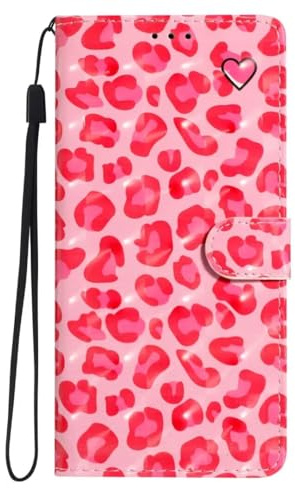 TUUNKMUY Hülle für Huawei P30 Lite Handyhülle [Premium PU Leder] [Kartenfach] [Standfunktion] TPU Stoßfest Schutzhülle Klapphülle Handytasche Lederhülle für Huawei P30 Lite,Rosa Leopard