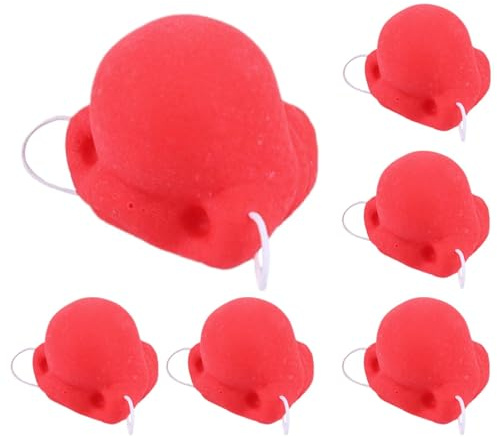 Rote Gummi-Clownsnase, 6 Stück, rote Zirkus-Clownnsnase, -Cosplay-Nasen mit Gummizug, Zirkus-Kostüm, Partyzubehör für Erwachsene, Cosplay-Kostüm-Zubehör, rote Nase, Halloween-Dekoration
