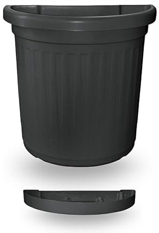 mille idee Fioriera vaso a parete H 50 in plastica con sotto vaso colore antracite