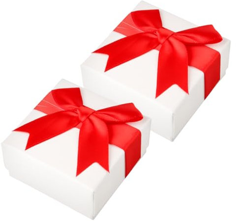 GLADFRESIT 2Pcs Jewellery Gift Box Set, Small Storage Box with lid Bow-Knot for Square Ring Earrings Necklace Bracelet Jewellery Gift Box for Christmas Wedding Valentine'S Day Graduation(Red)