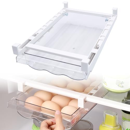 FORYNXHWIN Egg Container for Refrigerator - 18 Grid Clear Pull Out Egg Holder, Fridge Drawer Organizer for Kitchen Pantry, Durable Egg Storage Tray for Freshness & Organization