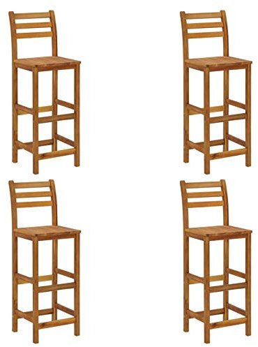 Rantry Barhocker 4 Stück aus massivem Akazienholz, Esszimmerstühle für den Garten, Stühle für den Außenbereich, Gartenmöbel, Terrassenmöbel
