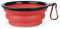 Bol de voyage pour chiens et chats 450 ml pliable pour eau et croquettes en silicone portable avec mousqueton, accessoires pour animaux (rouge)