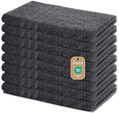Lavea 8er Handtücher Set 50x100cm, Frottierserie Elena, Handtuch aus 100% Baumwolle ÖKO-TEX Zertifiziert, 60° waschbar, trocknergeeignet, schnelltrocknend und saugstark, angenehmes Hautgefühl