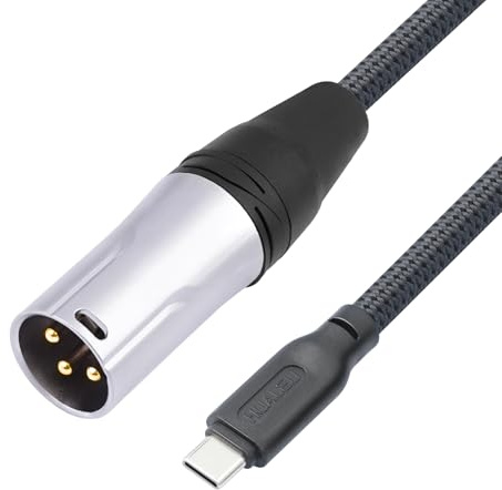 HUALEU Cable de audio de salida USB C a XLR macho de 6.6 pies, cable USB C a mezclador XLR macho, cable de audio digital USB C de 24 bits/96 Khz para mezcladores, altavoces, amplificadores de potencia