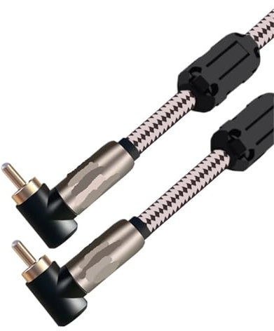 HYUERI Cable de Audio Macho a Macho for DVD, Altavoz, subwoofer, Cable en ángulo Recto, Trenzado OFC de 1 m, 2 m, 3 m, 5 m y 8 m(White A-A,2m)