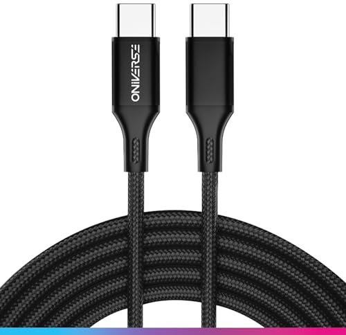Oniverse Cable USB C, cable de carga trenzado tipo C a tipo C, compatible con PS5 Pro Slim Xbox Series X|S Switch PC MAC Android Iphone 15, 3 metros, carga rápida 2.4 A - Negro