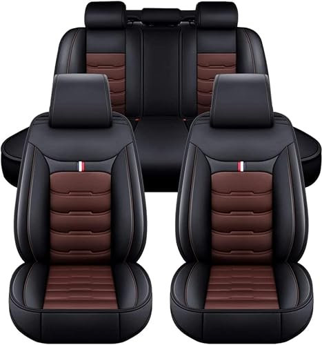 PU Leder Autositzbezüge-Set für Mercedes Benz CLK Class CLK 200K CLK 280 CLK 350 CLK 240, Airbag kompatibel, Wasserdicht, Auto Sitzbezüge Covers Zubehör,D Black+Brown