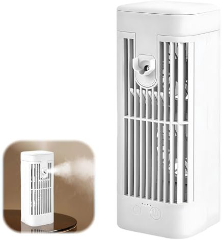 Darryy Ventilador con Agua Pulverizada, 1200mAh Ventilador de Mesa, Ventilador Silencioso para Dormir con luz nocturna, rociador doméstico, adecuado para la oficina, el hogar y el exterior