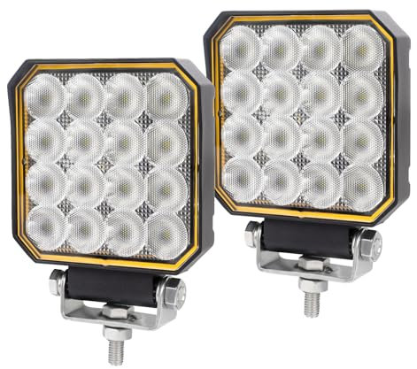 AOHEWEI 2 Stück 4,5 Zoll Quadratische LED-Arbeitsscheinwerfer, 25W Flutlicht, 12V 24V Wasserdichte Außenfahrlichter Nebellampe für Auto, Offroad, Boot, LKW, 4x4, SUV, ATV, Bagger